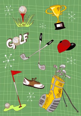 karikatür golf Icons set