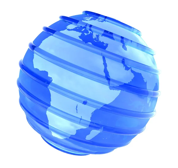 Planeta 3D Tierra vidriosa enfocada en África — Foto de Stock