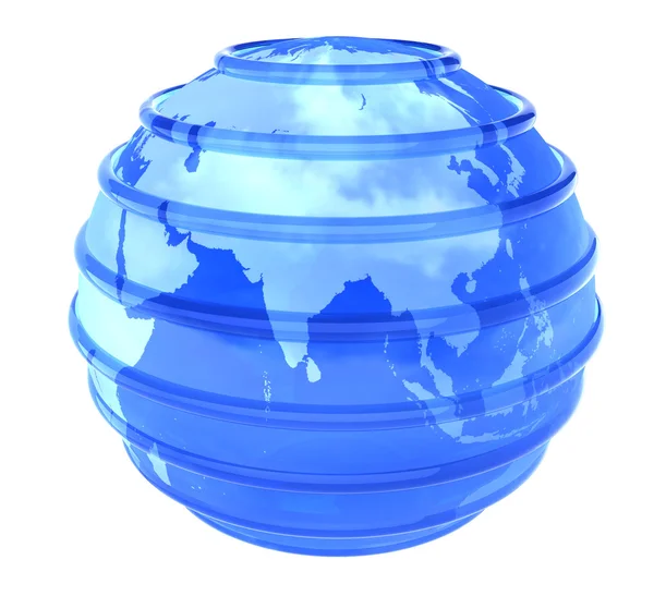 3d glassy Earth Globe focused in Asia — Stock Photo, Image