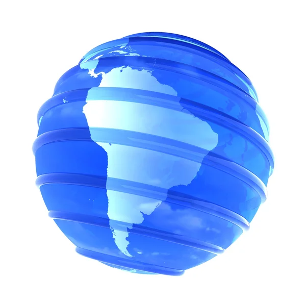 3D üveges Föld gömb középpontjában a Dél-Amerika — Stock Fotó