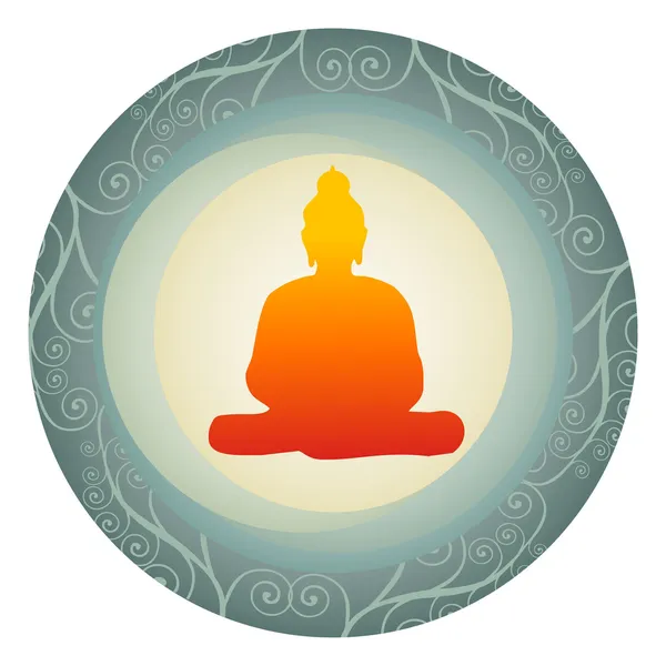 Silhouette des Buddha im Kreis — Stockvektor