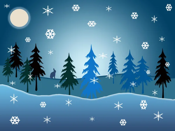 Niebieski winter wonderland Bożego Narodzenia — Zdjęcie stockowe