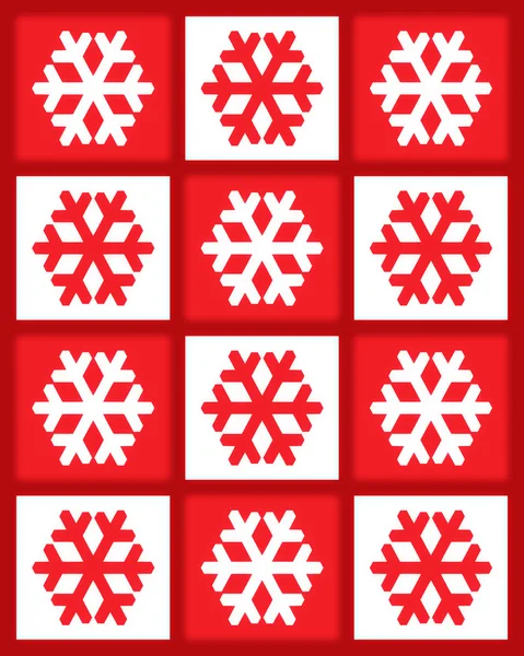 红色和白色圣诞雪花图案 — 图库照片