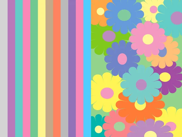 Kleurrijke bloemen en strepen patroon — Stockfoto