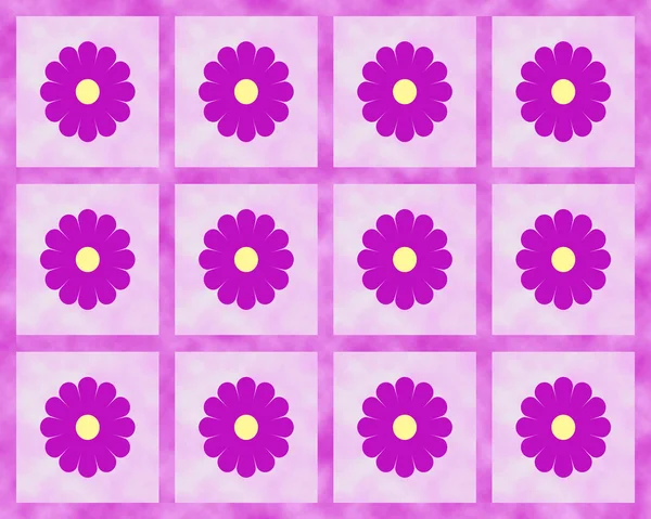 Фіолетові Квіти Квадратах Ілюстрація — стокове фото