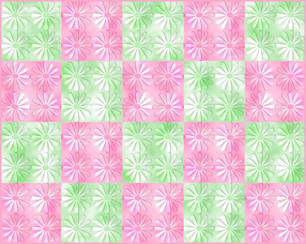Roze Groene Bloemmotief Illustratie — Stockfoto