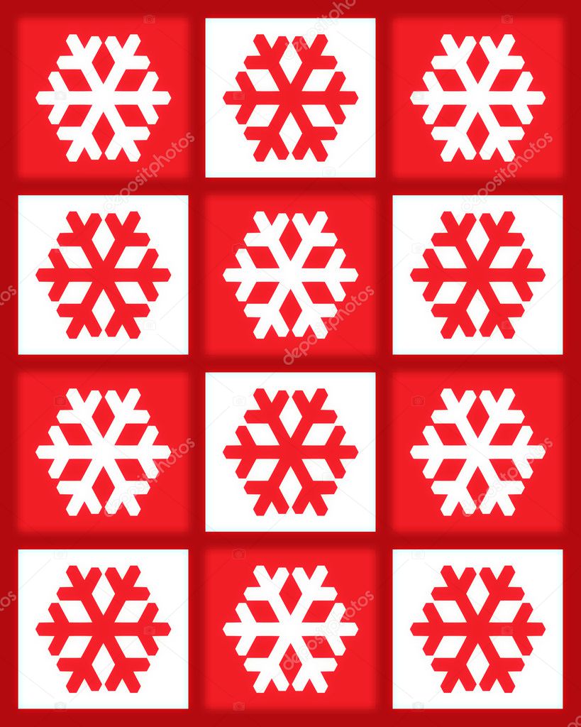 Red and white christmas snowflakes pattern