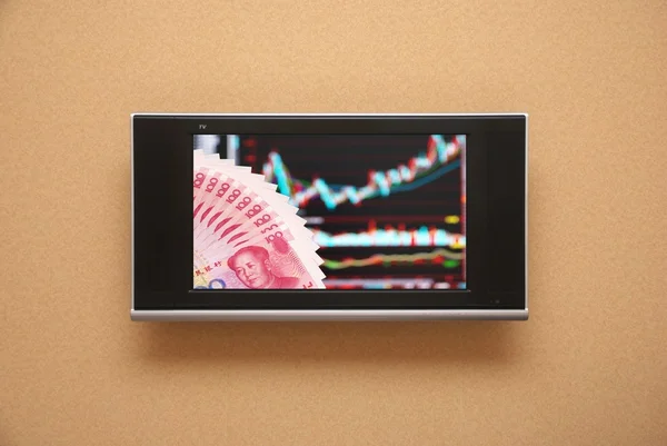 Stock market on TV — Stock Photo, Image