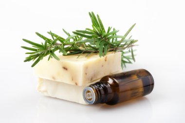 Bar of Natural Rosemary Soap Oil Bottle clipart