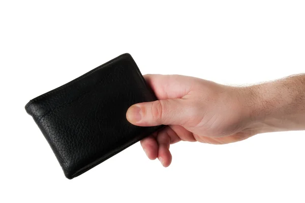 stock image Male Hand Holding a Black Leather Wallet