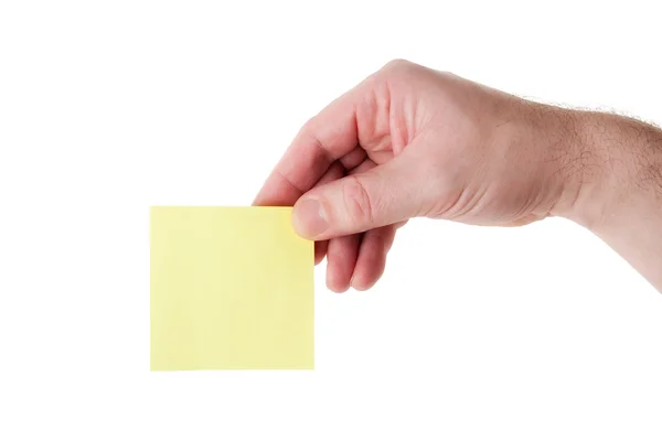 Hand Holding Blank Yellow Paper Your Copytext — Stock Photo, Image