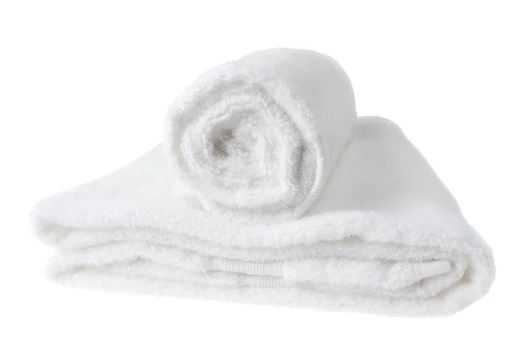 Asciugamano bianco morbido sopra bianco — Foto Stock