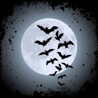 Halloween background with moon and bats clipart