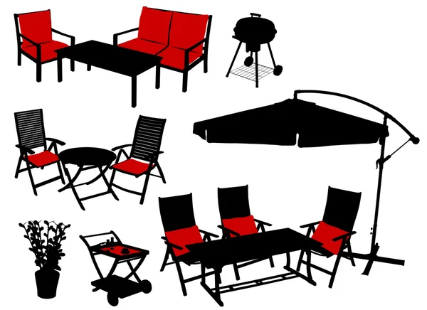 Silhouettes vectorielles de meubles — Image vectorielle