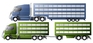 Trucks with animal transportation trailers clipart