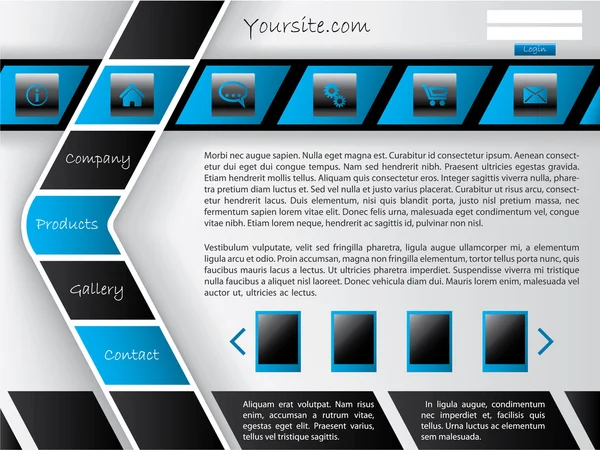 Plantilla de sitio web de barra de botón horizontal y en forma de flecha — Archivo Imágenes Vectoriales