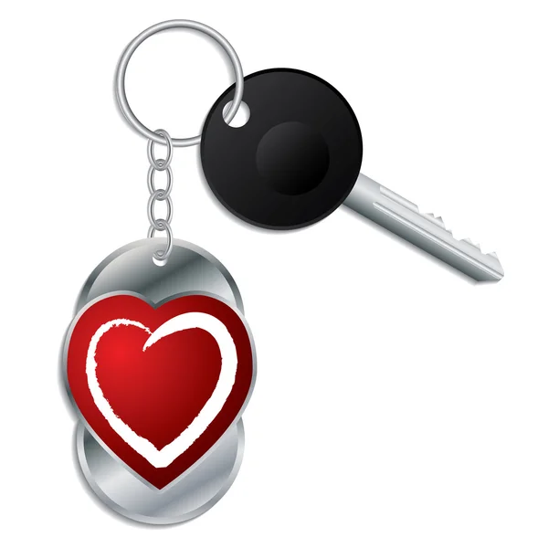 Porte-clés design coeur avec clé — Image vectorielle