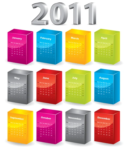 3D bloki 2011 Kalendarz — Wektor stockowy
