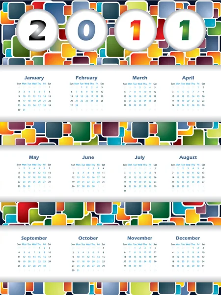 Calendario 2011 colorato — Vettoriale Stock
