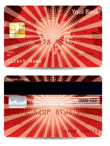 लाल क्रेडिट कार्ड डिझाइन — स्टॉक व्हेक्टर