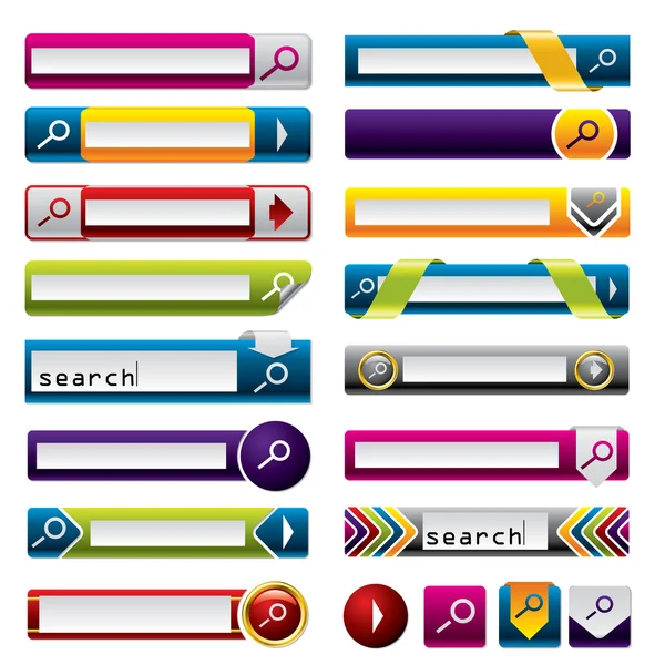 Botões de pesquisa e ícones para a web — Vetor de Stock