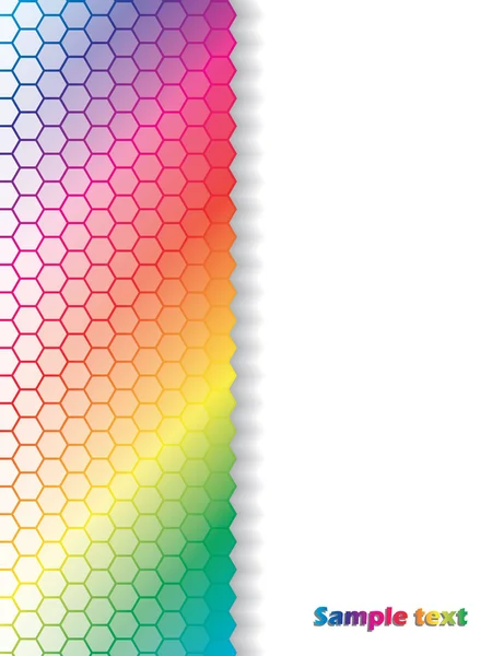 Hexágonos decolorantes en el fondo del arco iris — Vector de stock