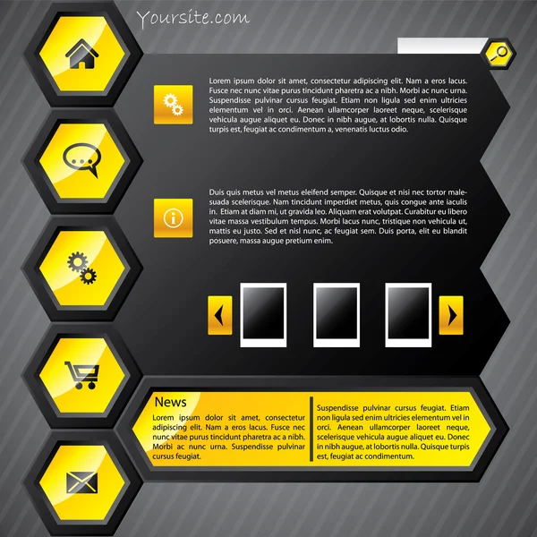 Modello web giallo Hexa — Vettoriale Stock
