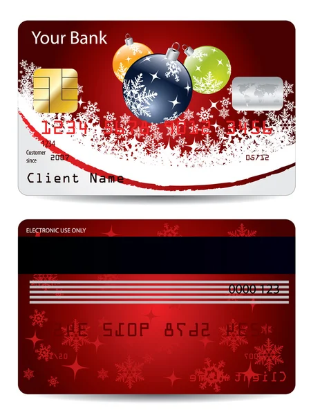 クリスマスの装飾のクレジット カードのデザイン — ストックベクタ
