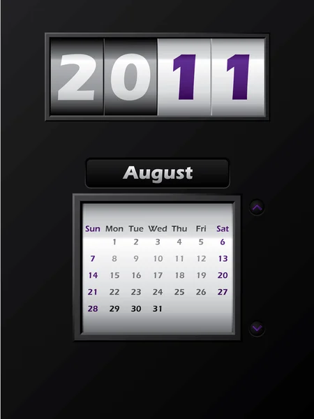 2011 年 8 月月カウンター カレンダー — ストックベクタ