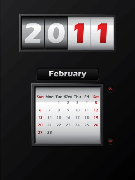 Счетный календарь февраля 2011 года — стоковый вектор