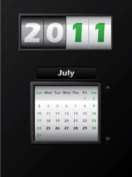 2011 juli månad counter kalender — Stock vektor