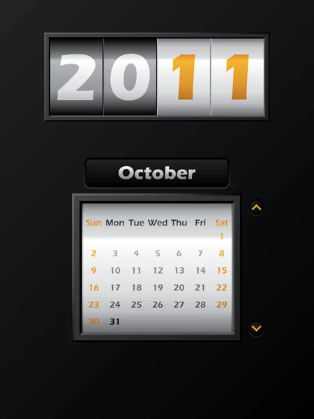 2011 年 10 月ヶ月カウンター カレンダー — ストックベクタ