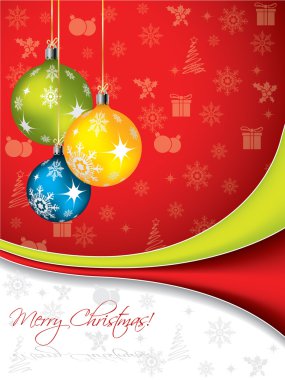 Christmas greeting with decorations clipart