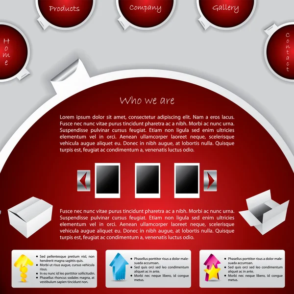 Piros feliratú weboldal sablon design — Stock Vector