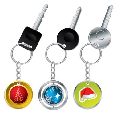 Keys with christmas theme keyholders clipart