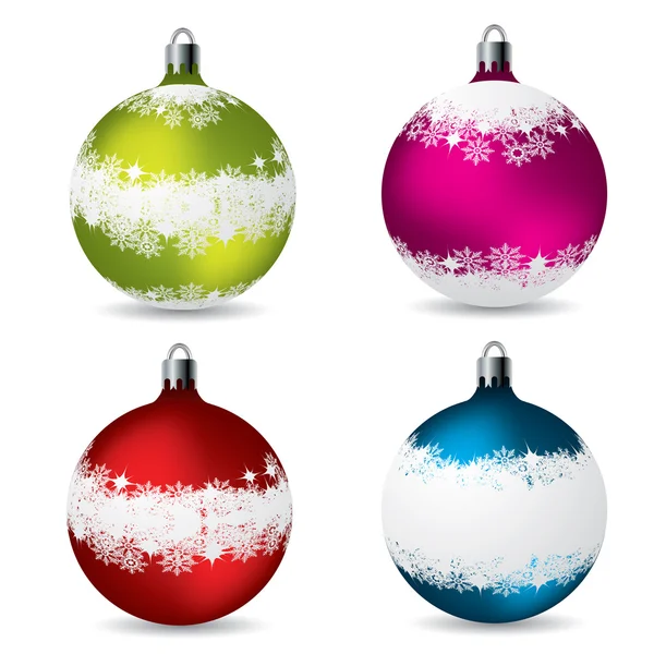 Christmas decorations with snow effect — Stock Vector