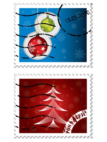 Karácsonyi postai bélyegek — Stock Vector