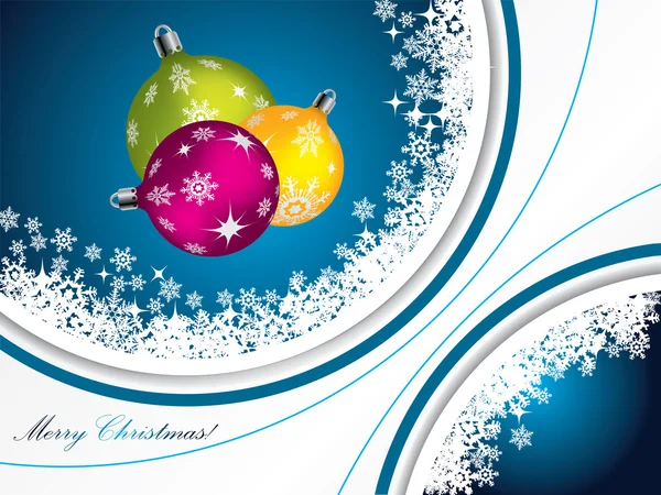 Blue christmas greeting met decoraties — Stockvector