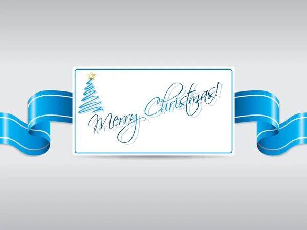 蓝丝带与圣诞贺卡 — 图库矢量图片