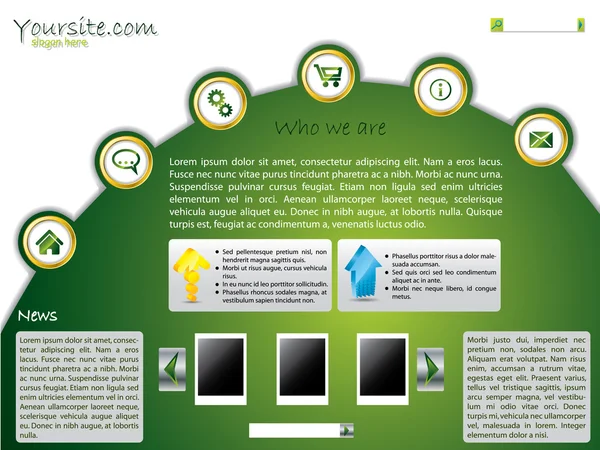 Design modello web verde — Vettoriale Stock