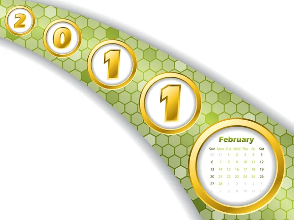 Calendário de listra de fevereiro 2011 — Vetor de Stock