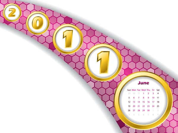 2011 junio calendario de rayas — Vector de stock