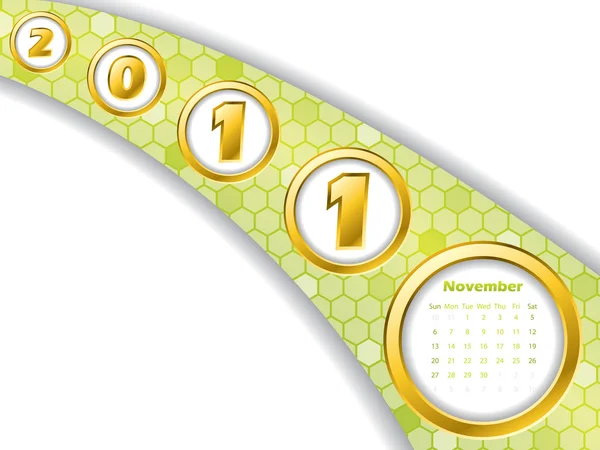2011 年 11 月ストライプ カレンダー — ストックベクタ