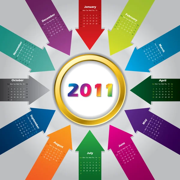 2011 diseño del calendario de flecha — Vector de stock