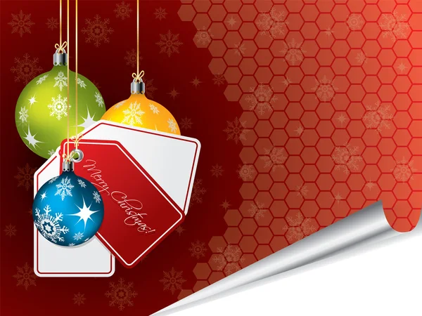 Fondo de Navidad con decoraciones y etiquetas — Vector de stock