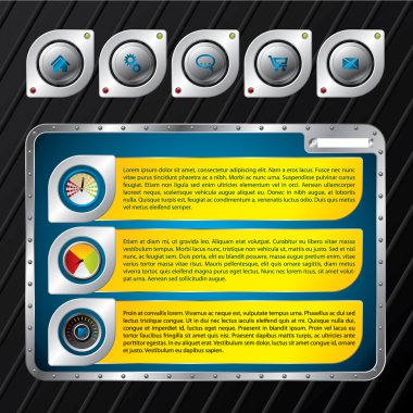 Metallic website template design clipart