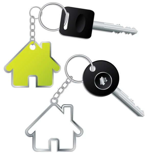 Kunci dengan pemegang kunci berbentuk rumah - Stok Vektor