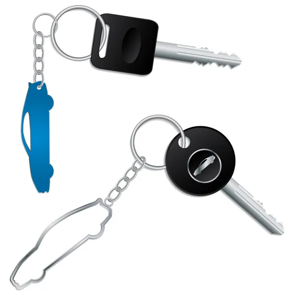 Chaves com porta-chaves em forma de carro — Vetor de Stock