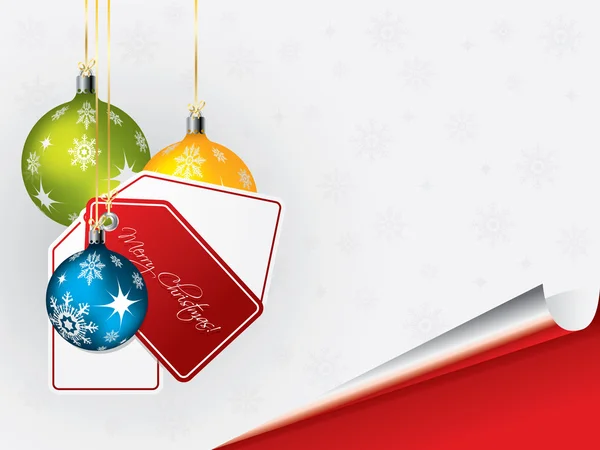 Jasné vánoční pozadí s dekoracemi a etiketami — Stockový vektor