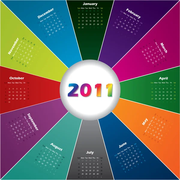 Colorful burst calendar — Stock Vector